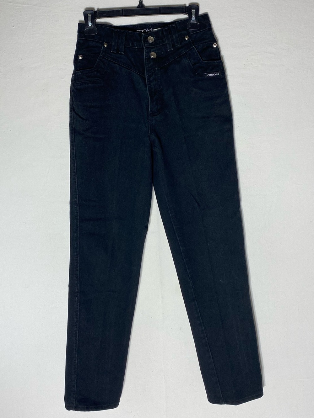 Vintage Rockies Western Jeans Black High Rise Bareback Slim Long Tapered 8